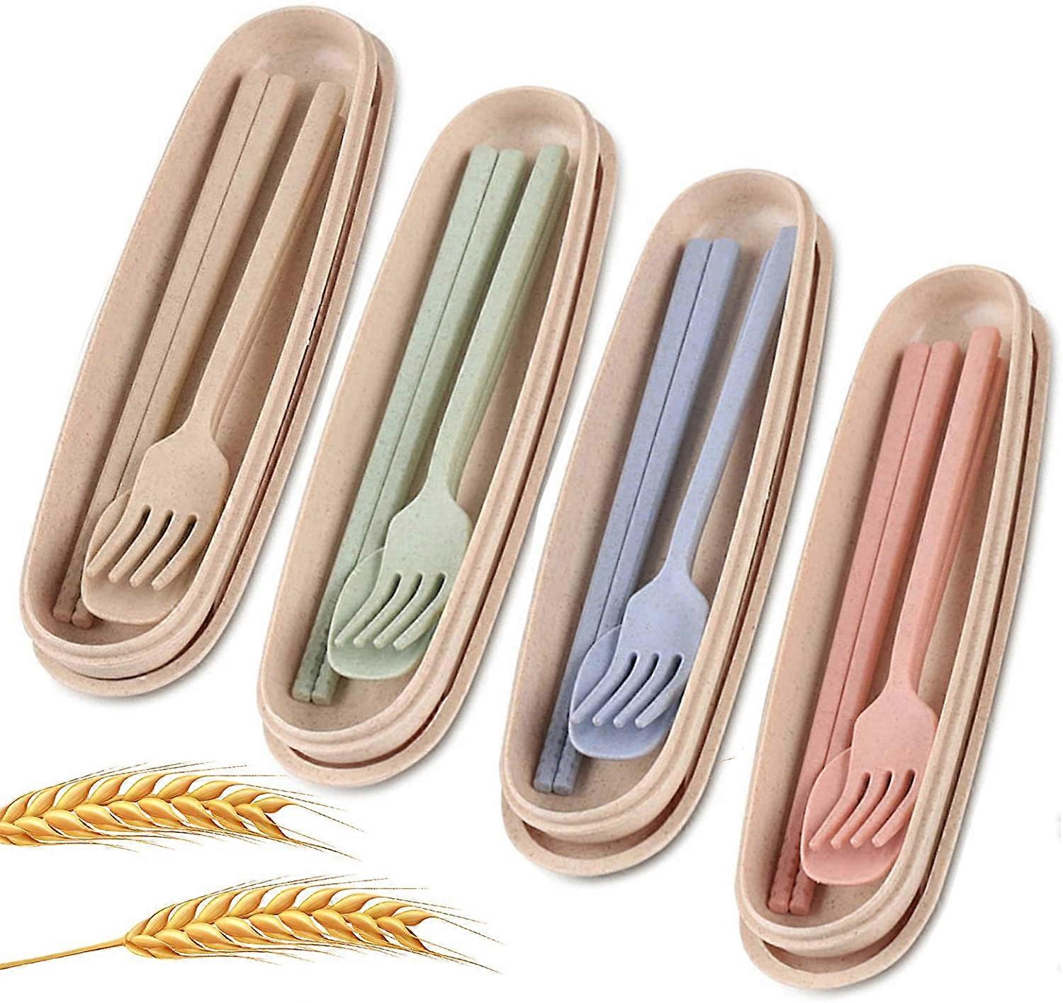 3-pack Picnic Tableware Set Tableware Fork Spoon Chopsticks Tableware Box Portable Reusable