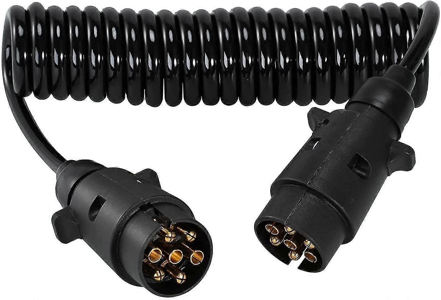 7pin trailer extension coiled cable with trailer adapter plug socket connector,7 core towing caravan
