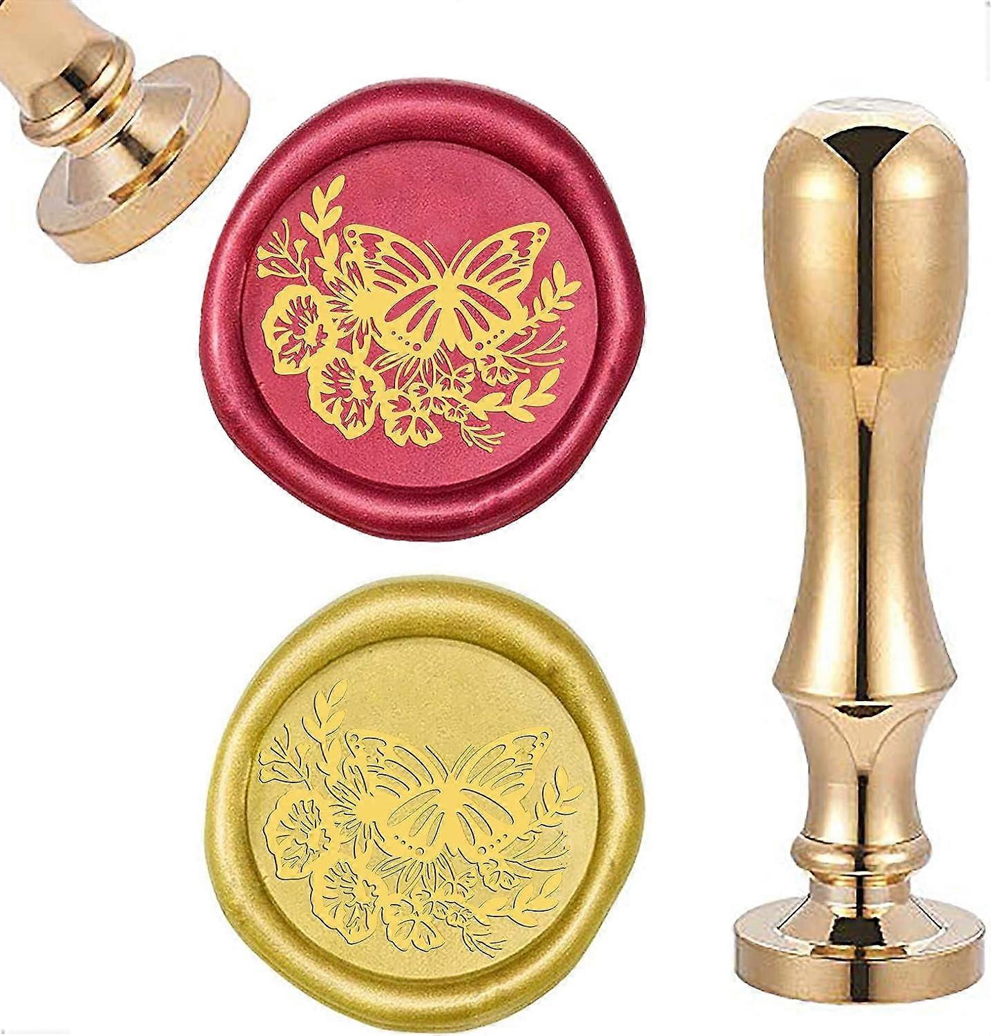 1Set Brass Wax Seal Stamp and Handle Sets Butterfly Pattern for Envelope Invitation Embellishment Decoration