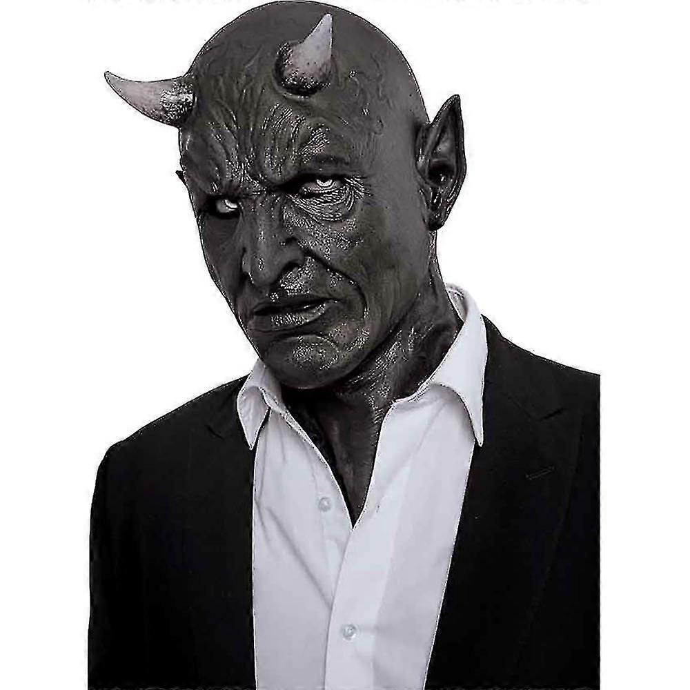 Mephistopheles قناع الرعب شيطان القرن اللاتكس خوذة هالوين زي تأثيري