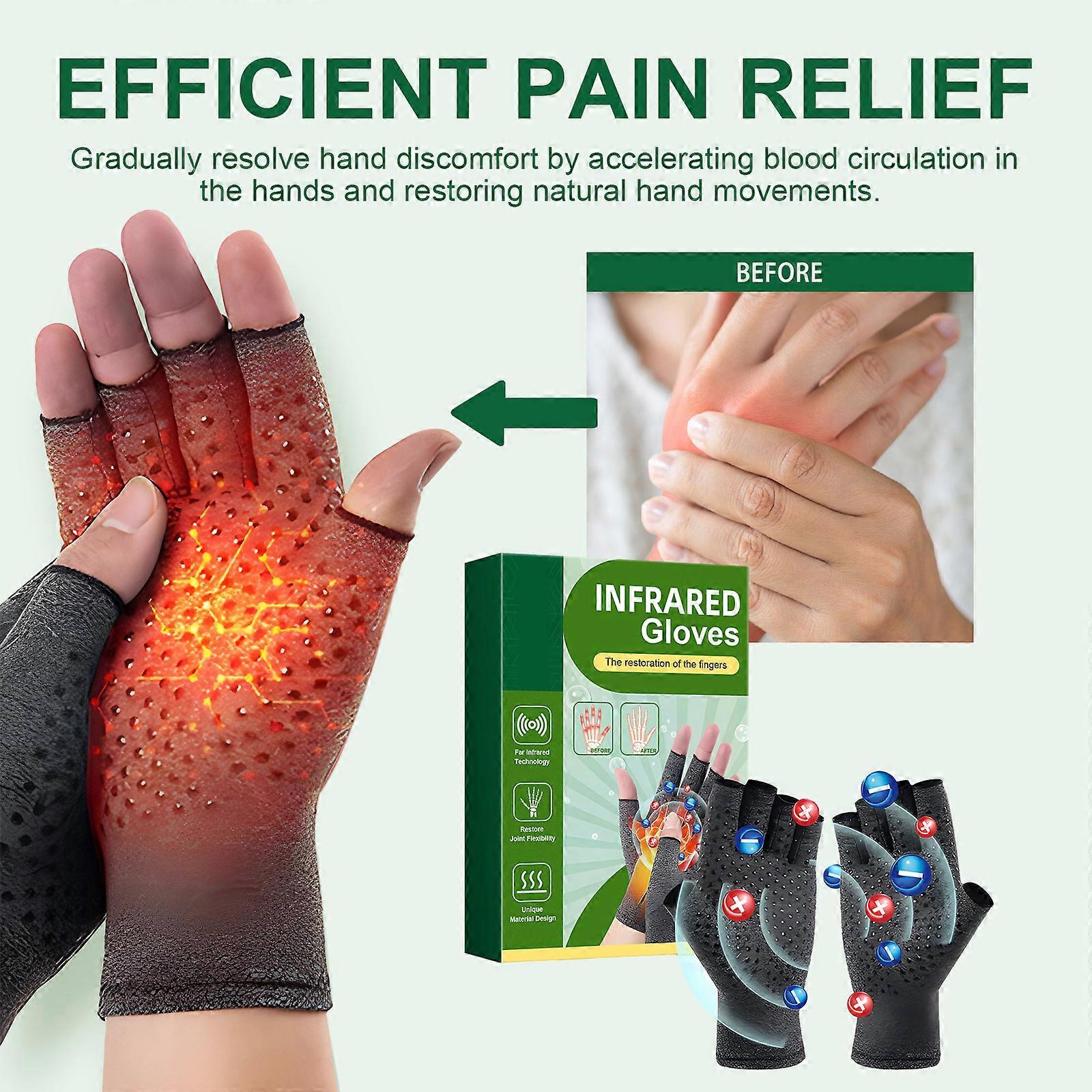 Gants de compression pour l’arthrite, gants de thérapie de l’arthrite en titane-ion Gants de compression sans doigts pour la douleur de la main Canal carpien Unisexe