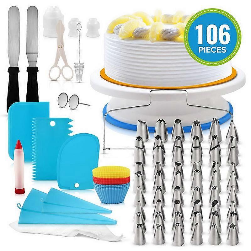 106pcs Multi-function Cake Decorating Kit Cake Turntable Set Pastry Tube Fondant Tool Ki