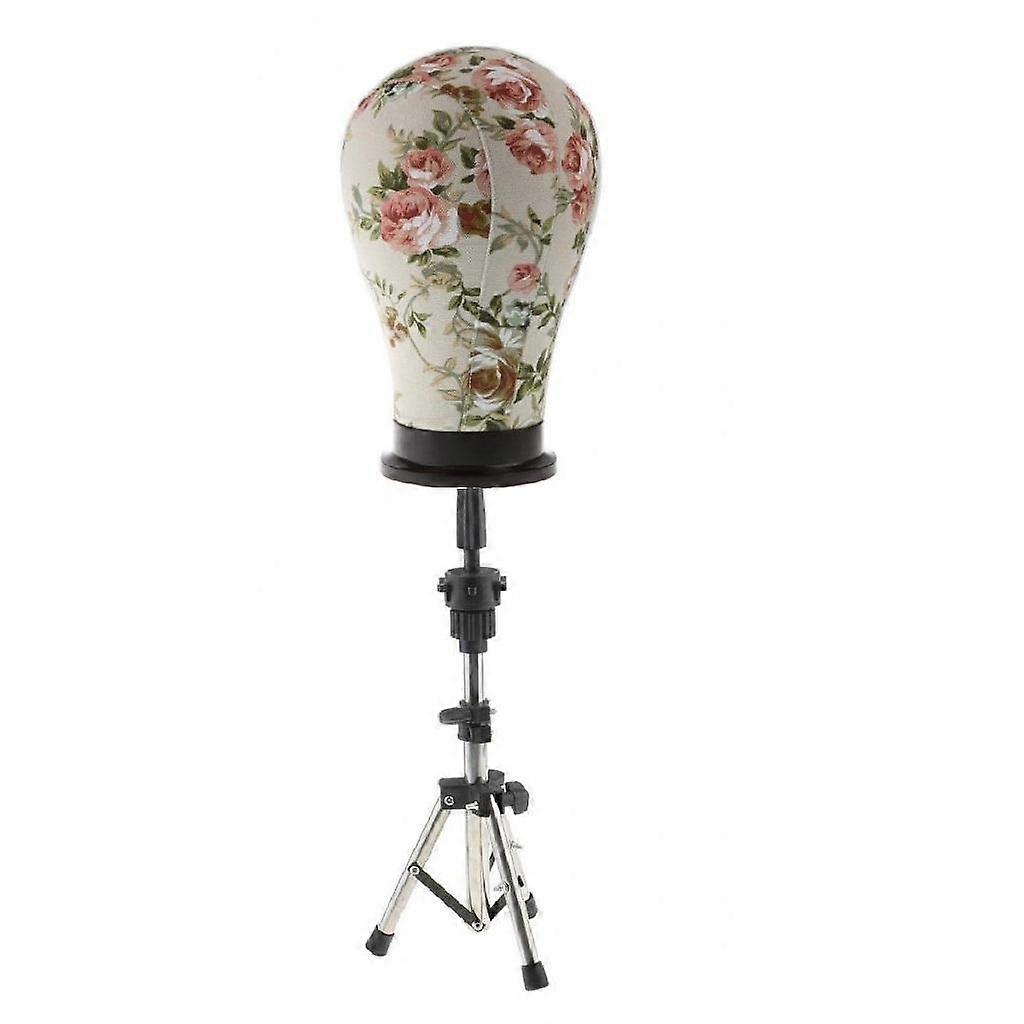 22'' Cork Canvas Block Mannequin Model Head Wigs Making Display Tripod Stand