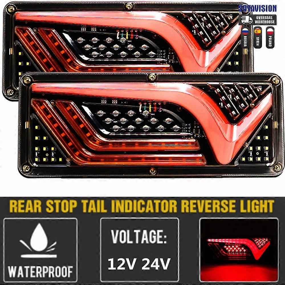 2 PCS Waterproof 12V 24V Truck LED Tail Light Rear Lamp Stop Reverse Safety Indicator Fog Lamp For Trailer Truck Car Taillights