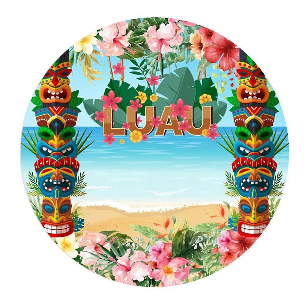 100cm Diameter Hawaiian Skateboarding Beach Party Supplies Round Curtain Background Cloth Photo Photography Props, H