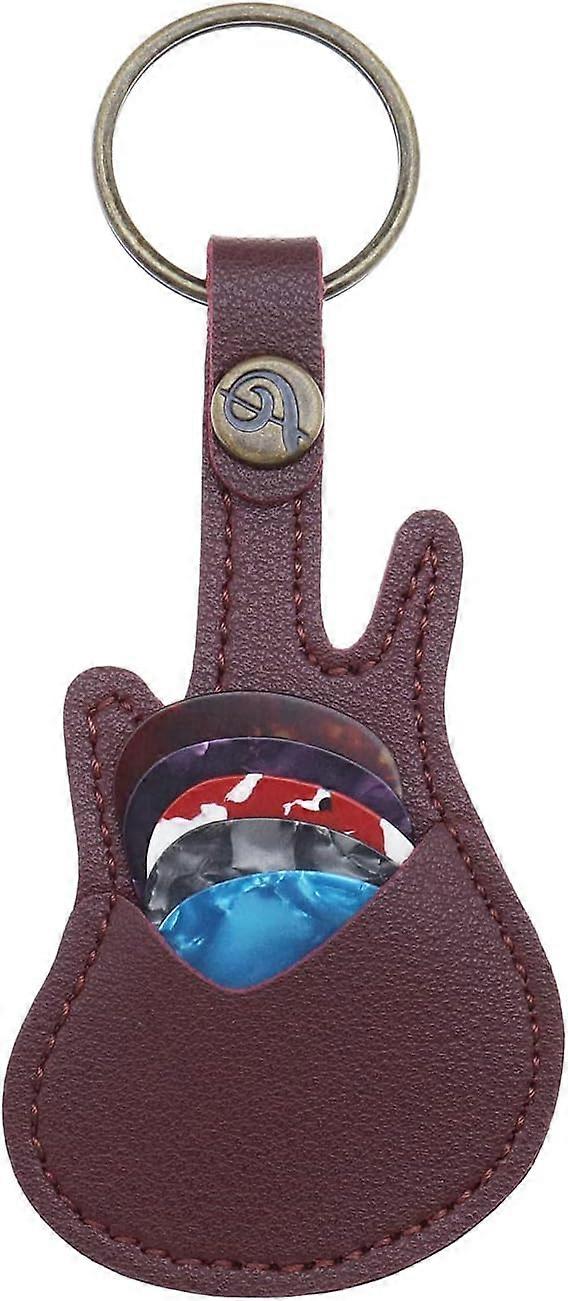 Brown - (without pick) Guitar pick case, guitar pick keychain for men and women.
