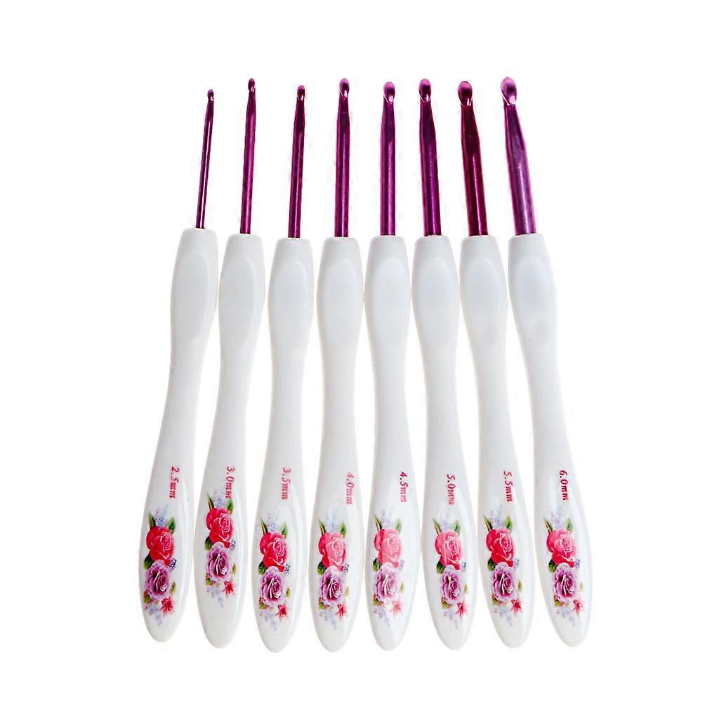 8 Size Crochet Hook Knitting Needles Set Plastic Grip Handle 2.5mm-6mm Loom Tool