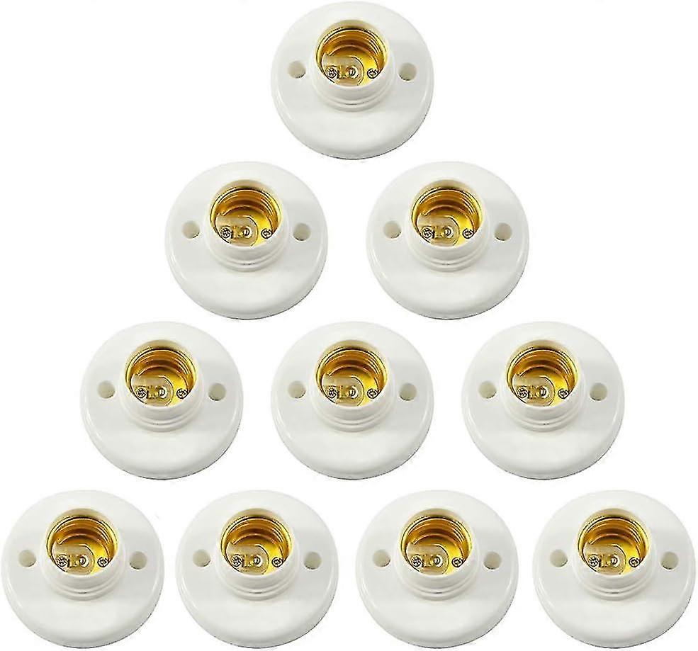 E27 Lamp Holder Plastic Screw Socket Wall Mount Led Bulb Base Converter Adapter Holders For E27 Bulb Round Plastic Screw Socket For Light Bulb Socket
