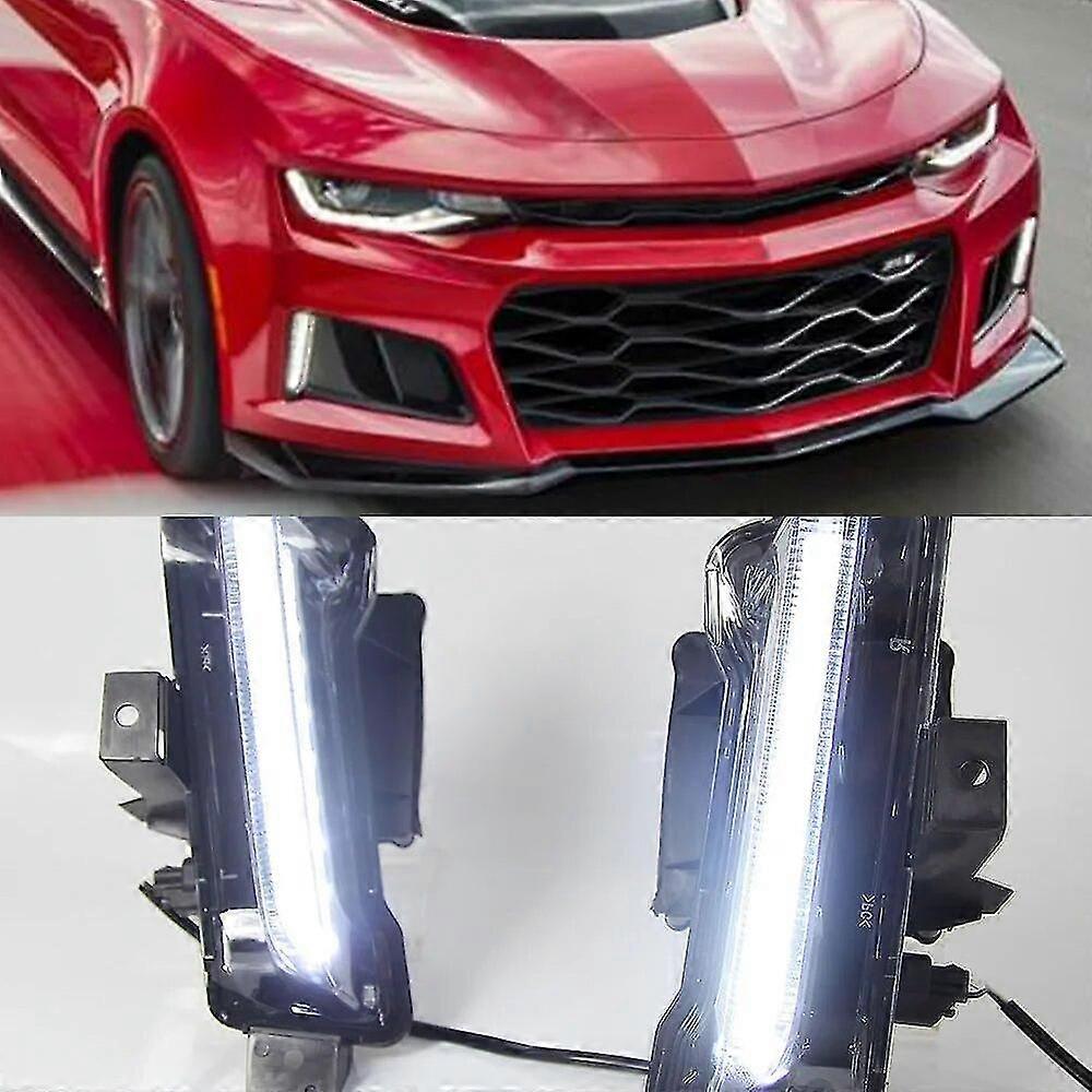 1 Set Car Led Drl Fog Lights Daytime Running Light For Chevy Camaro Zl1 Rs 1lt 2016 2017 2018 2019 With Yellow Signal