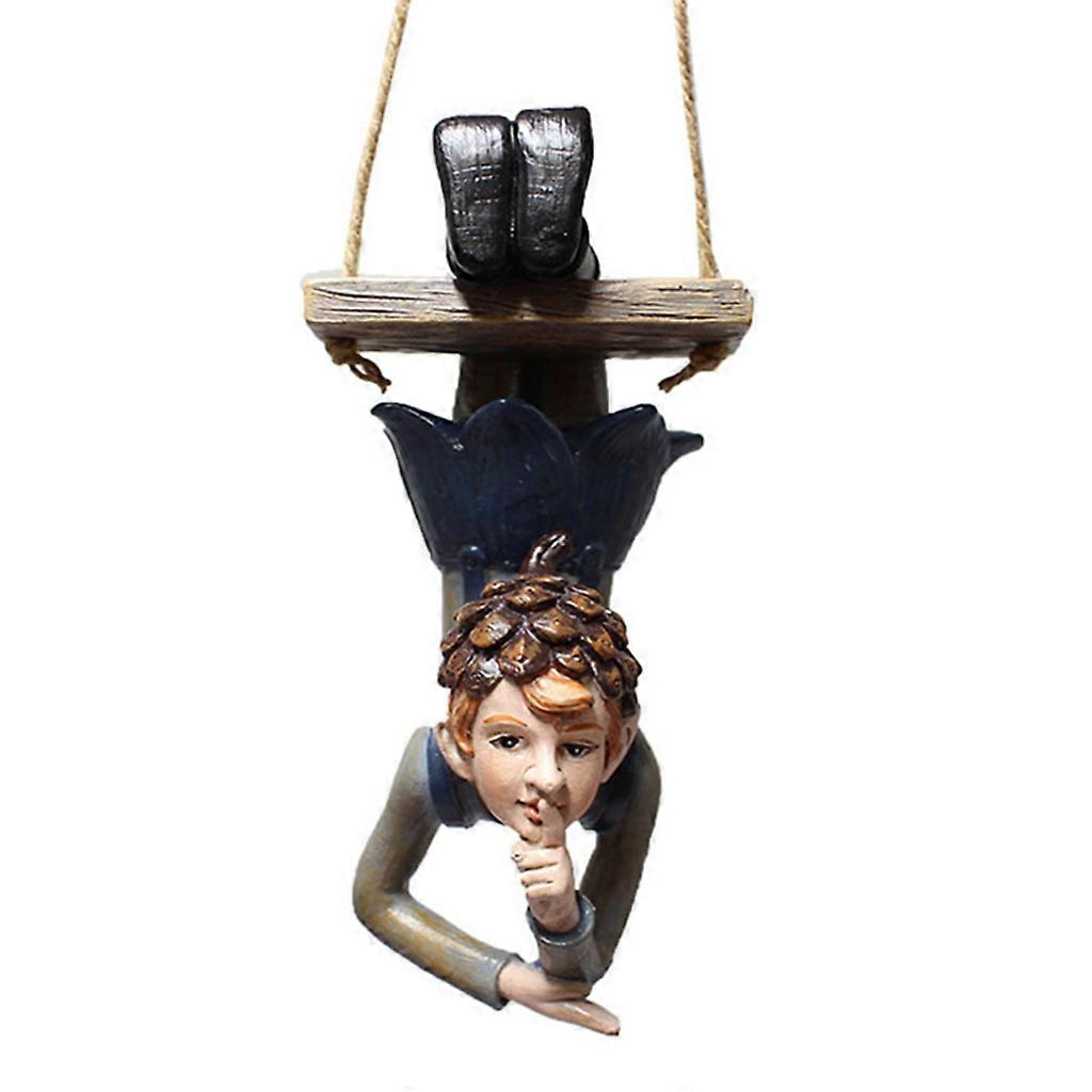 Cute Resin Elf Statue Waterproof for Garden Backyard Balcony Decorative Statue