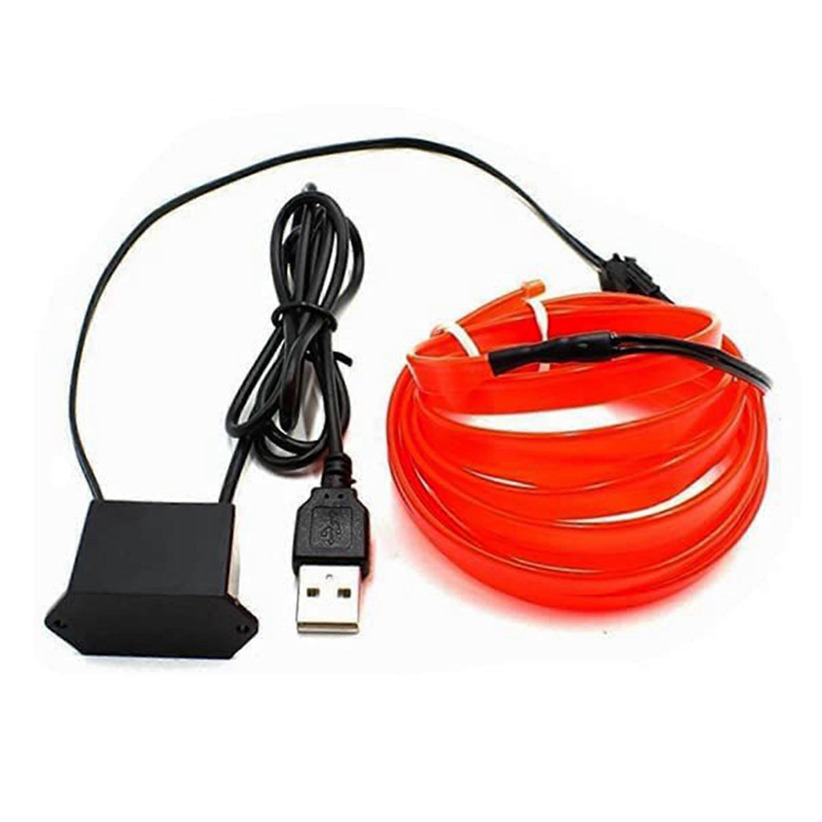 Flexible LED Strip Neon Rope EL Wire String Car Glow Light Ambient Lighting USB
