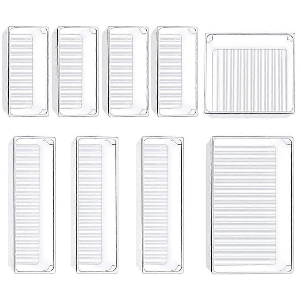 9Pcs Plastic Makeup Organizer Desk Drawer Storage Tray