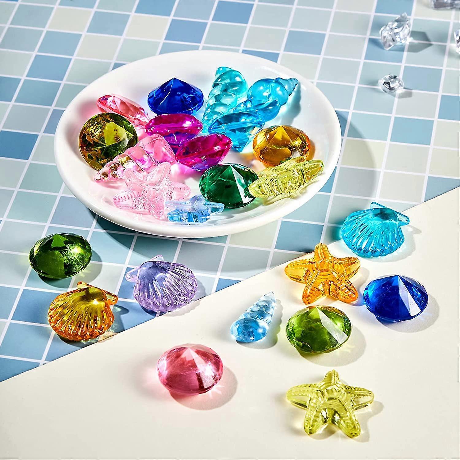 24pcs Diving Gems Pool Toys Ocean Theme Colorful Diamond Set (Cute Style)