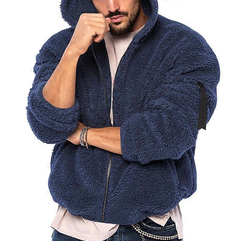Men's Double-Sided Fleece Hooded Zip-Up Jacket for Winter