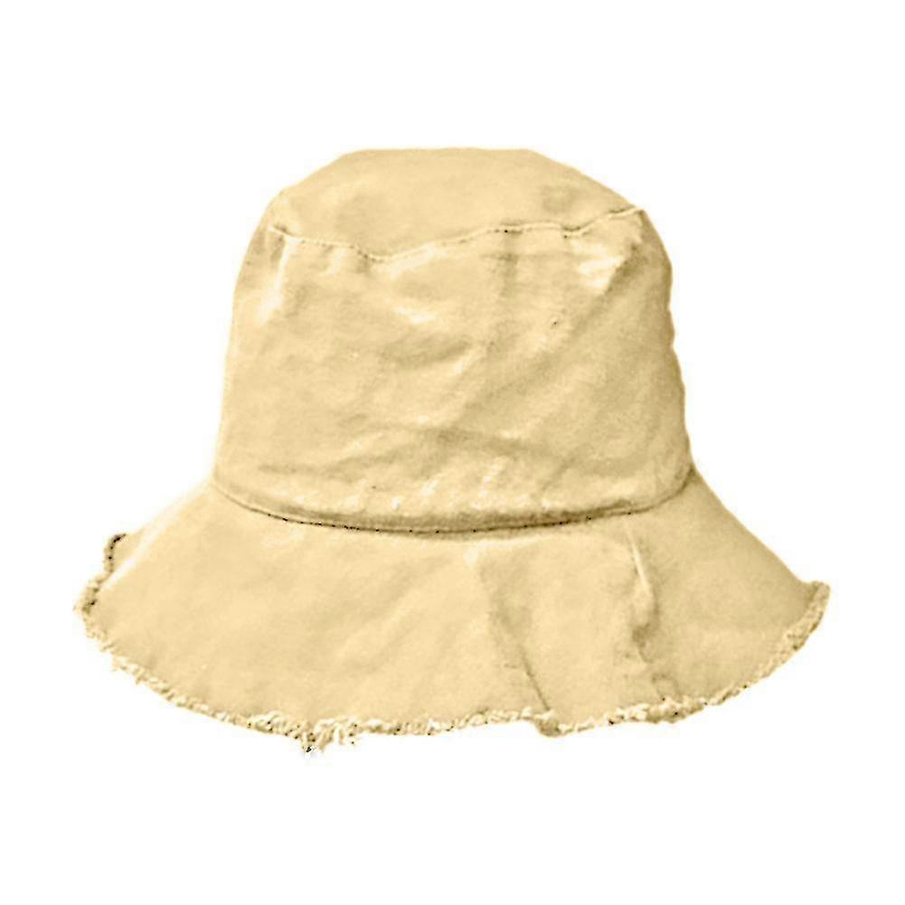 Naievear Mode Femmes Couleur Solide Large Brim Anti-uv Pliable Chapeau de Pêcheur Casquette