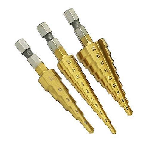 3 Pcs in 1 3-12mm 4-12mm 4-20mm Titanizing Step Tower Drill Bit HSS Power Drills JIKAIX