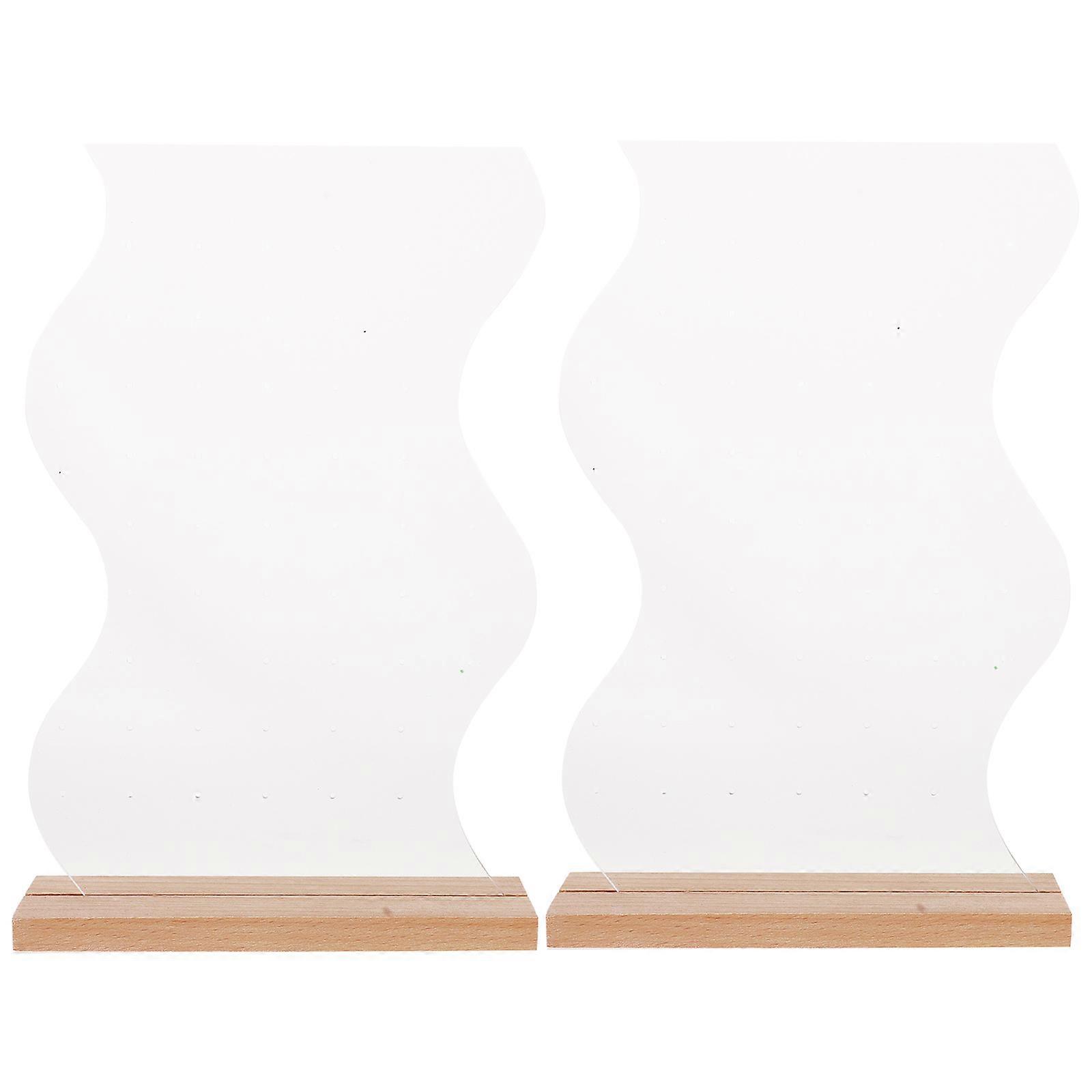 2 Sets Earring Display Stand Wooden Base Acrylic Display Rack Earring Organizer