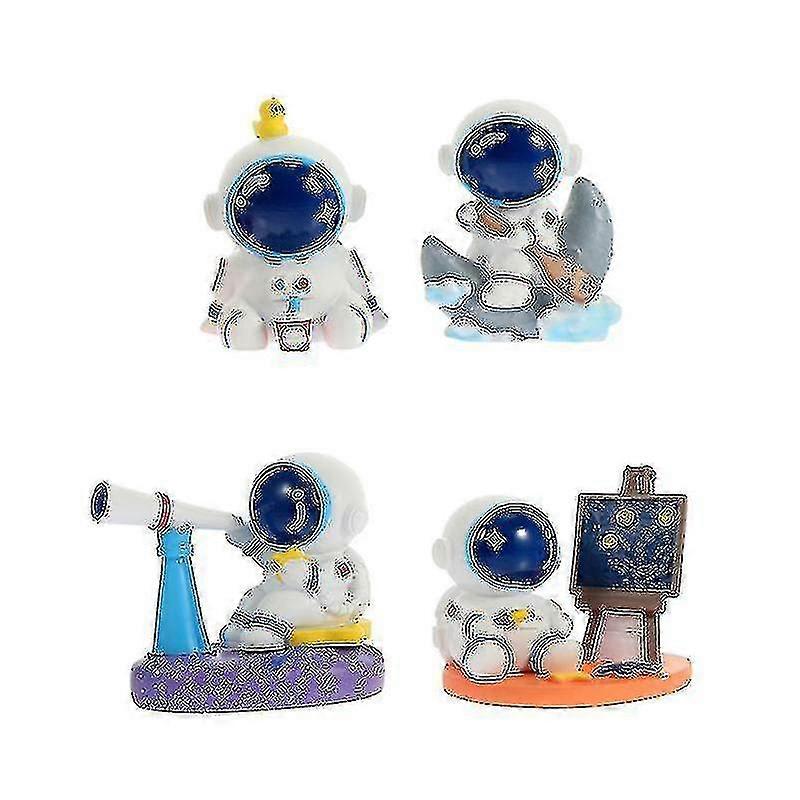 7.5x6.6x5.5cm White Party Supply Kits 4pcs Astronaut Resin Figurines Toys Spaceman Model Miniature A