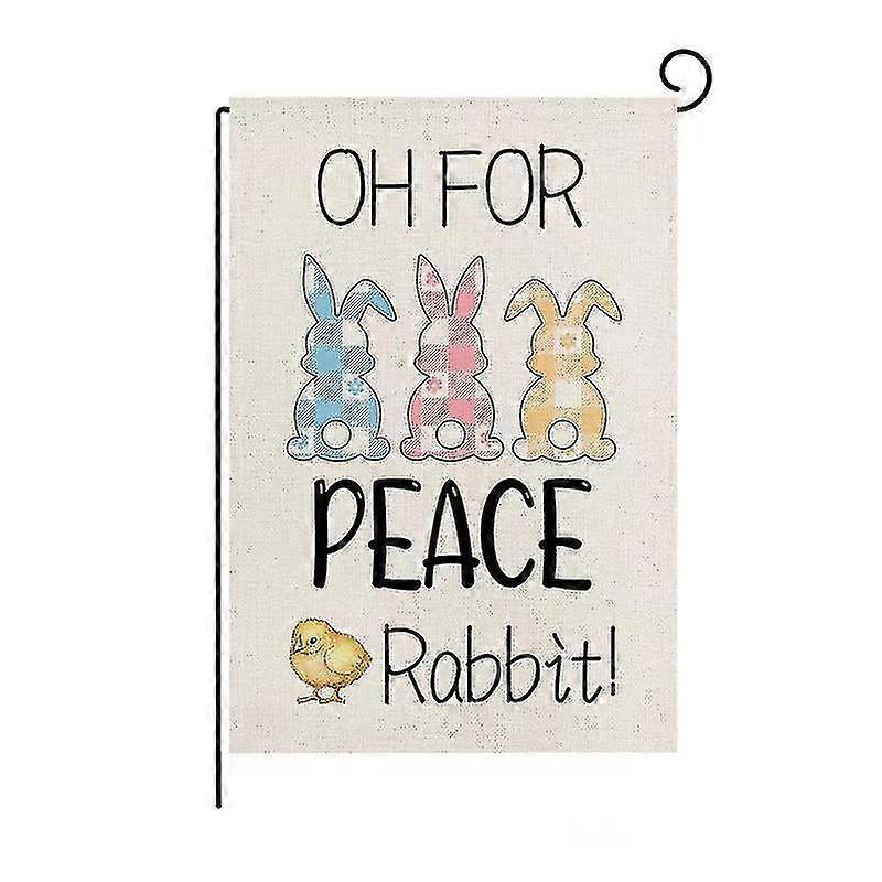 Easter Bunny Egg Pattern Linen Garden Flag Printed Double Sided-t