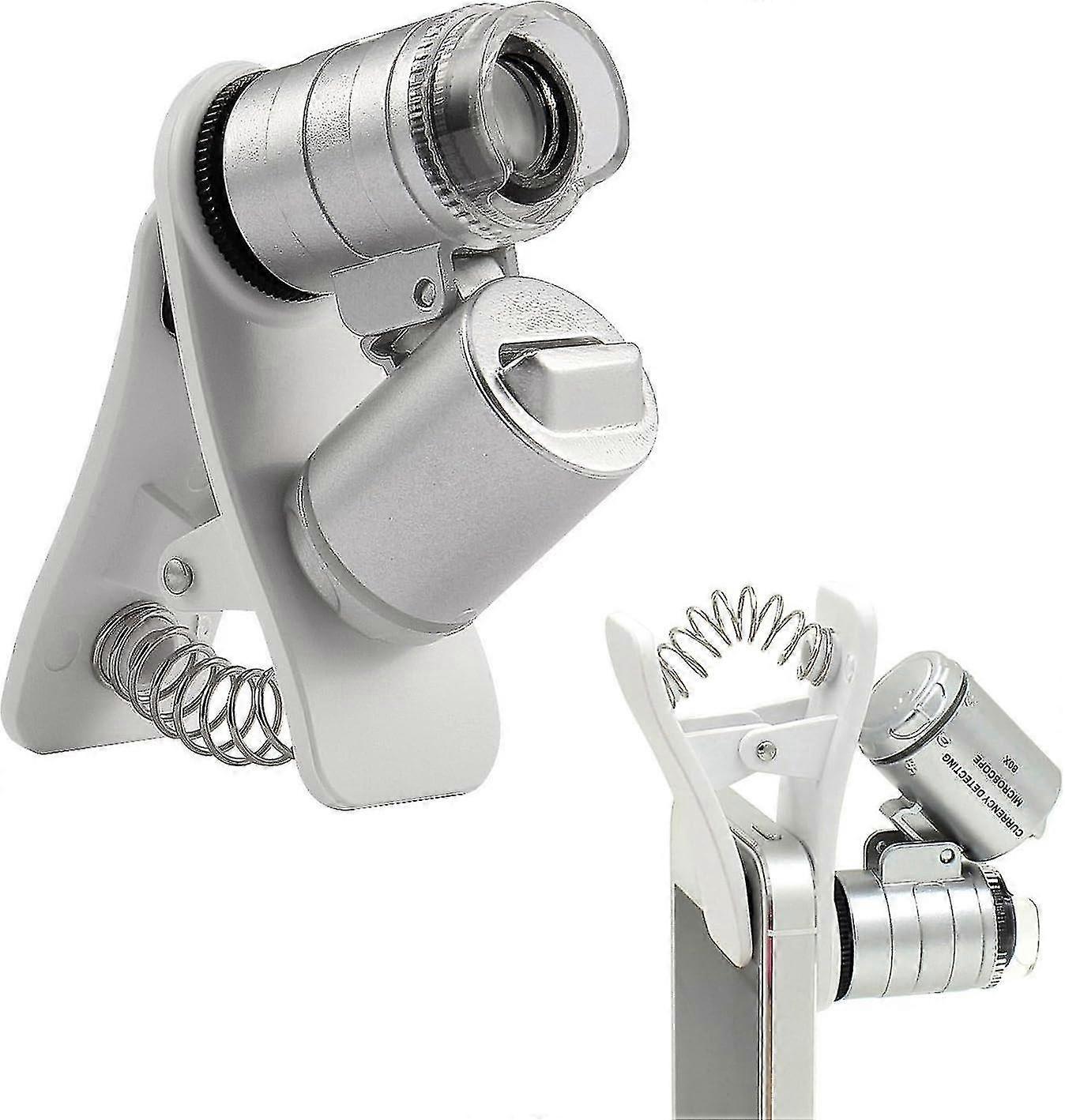 60x Clip-on Type Mini Microscope Illuminated Jeweler Led Uv Lens Loupe With Clamp