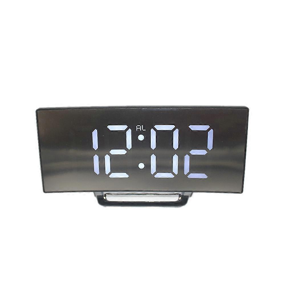 Creative Curved Screen Electronic Clock, Large Screen Led Mirror Clock, Silent Alarm Clock