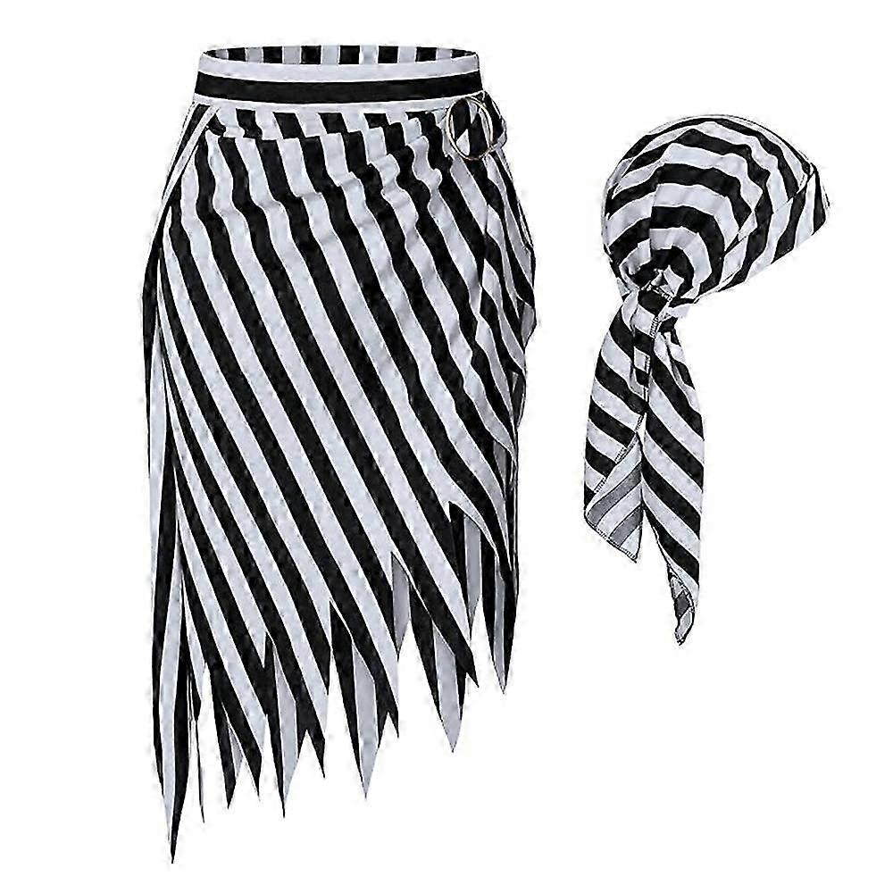 2024 المرأة القراصنة زي تأثيري عصر النهضة بلوزة قمم مشد حزام الخصر القراصنة تنورة Stipes غطاء الرأس هالوين يتوهم اللباس