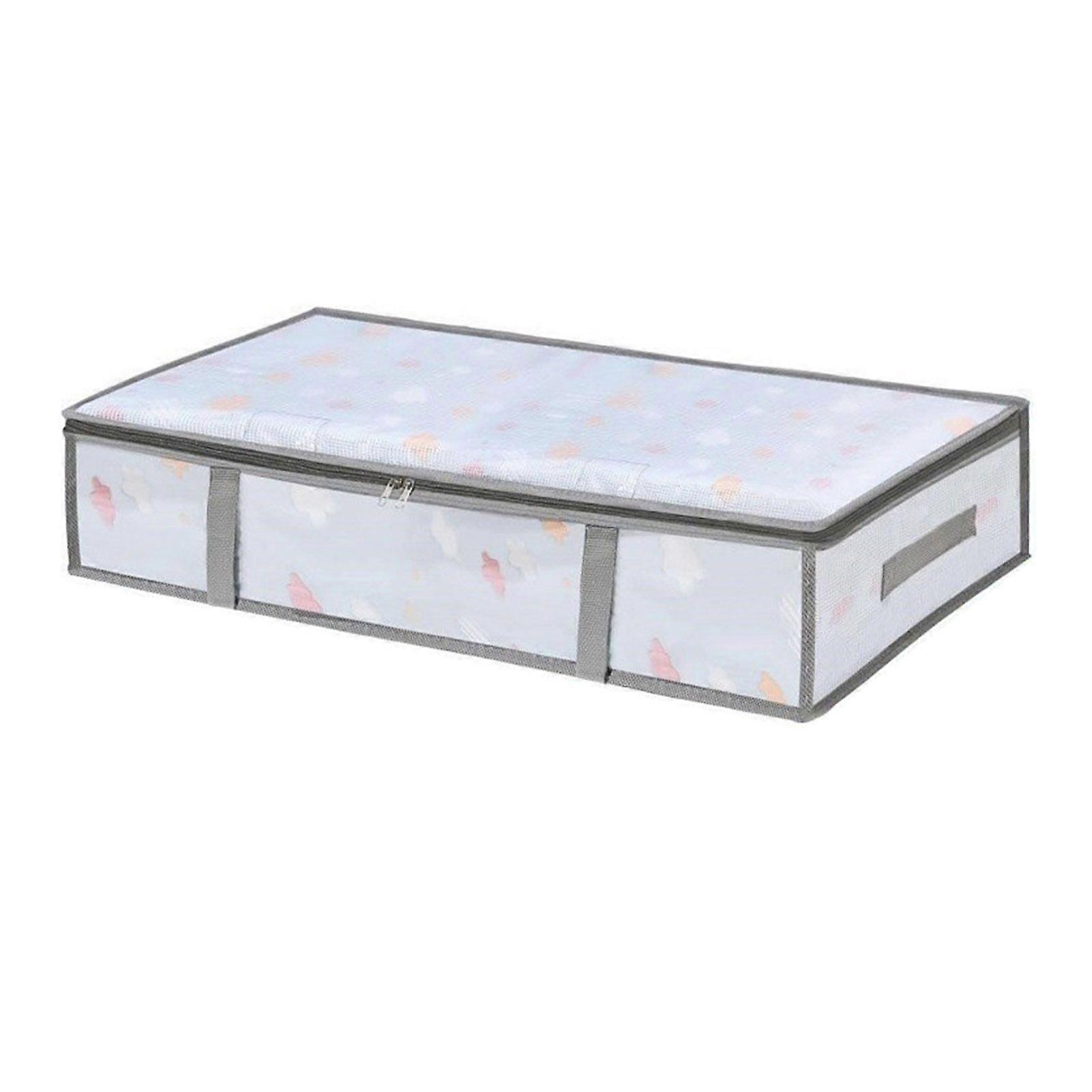 Under-Bed Storage Container Bin Zipper Closure Transparent Design Large Capacity Dustproof Pillows Quilts Clothes Storage Box