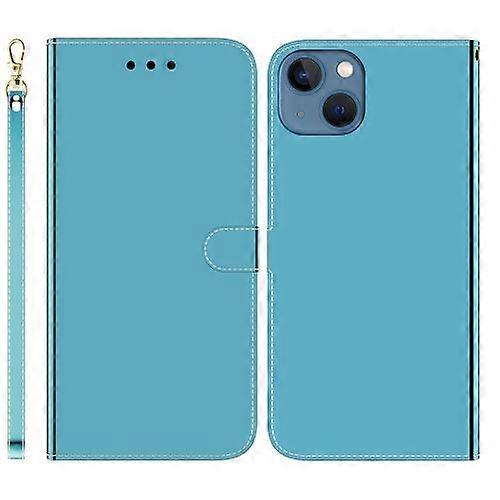 För iPhone 15 Imiterad Spegelyta Läder Telefonfodral