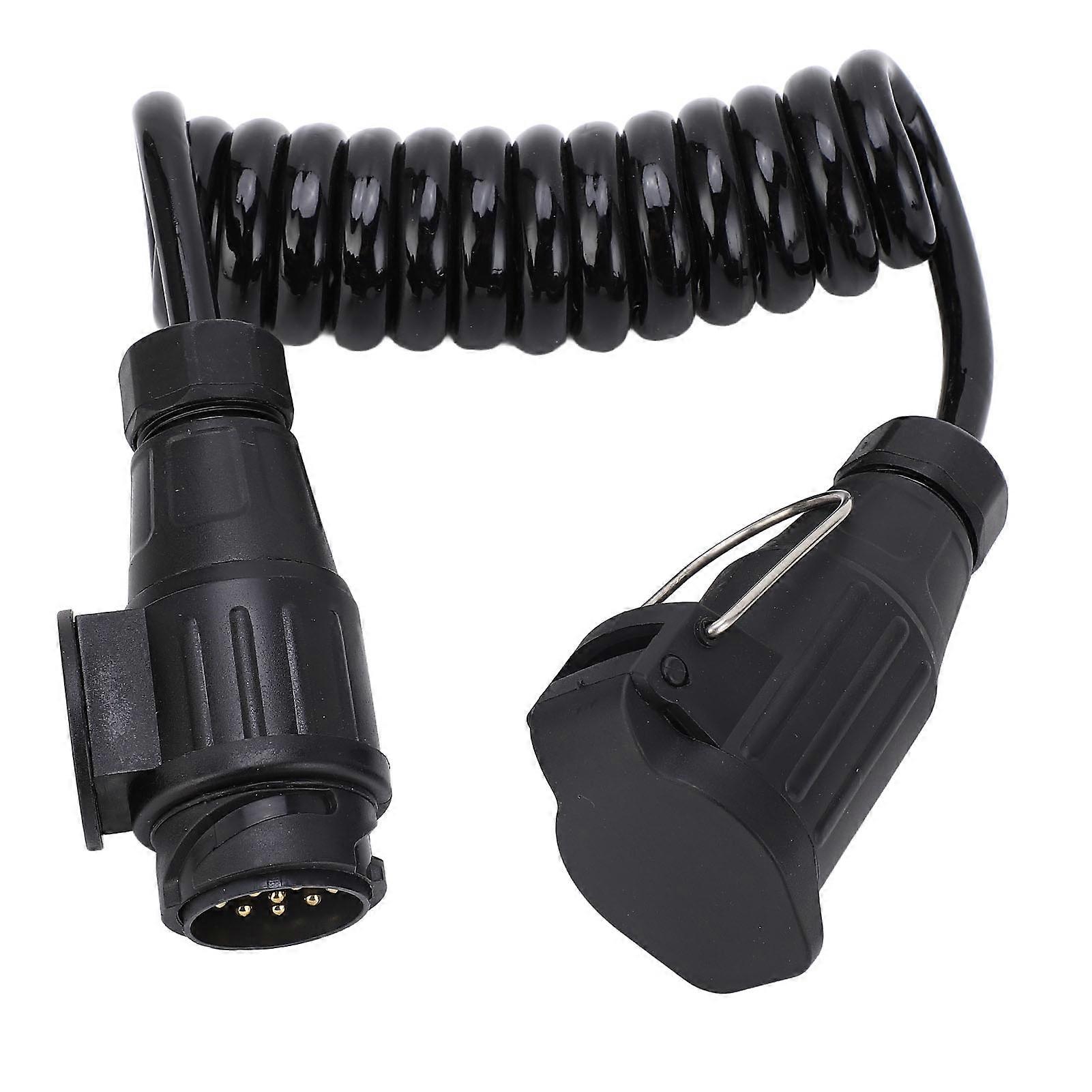 12/24V 13pin Trailer Connector for RV with 6.6ft Spring Wire
