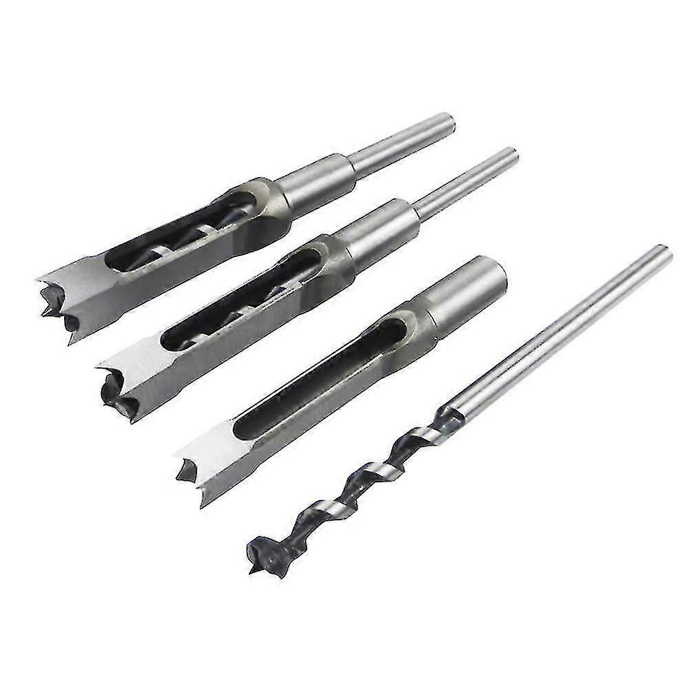 4pcs Hss Square Drill Bit Set Woodworking Mortise Drill Bits Taper Drill Bits Woodworking Hole Saw Power Tool Kits 1/2 1/4 5/16 3/8 Inch