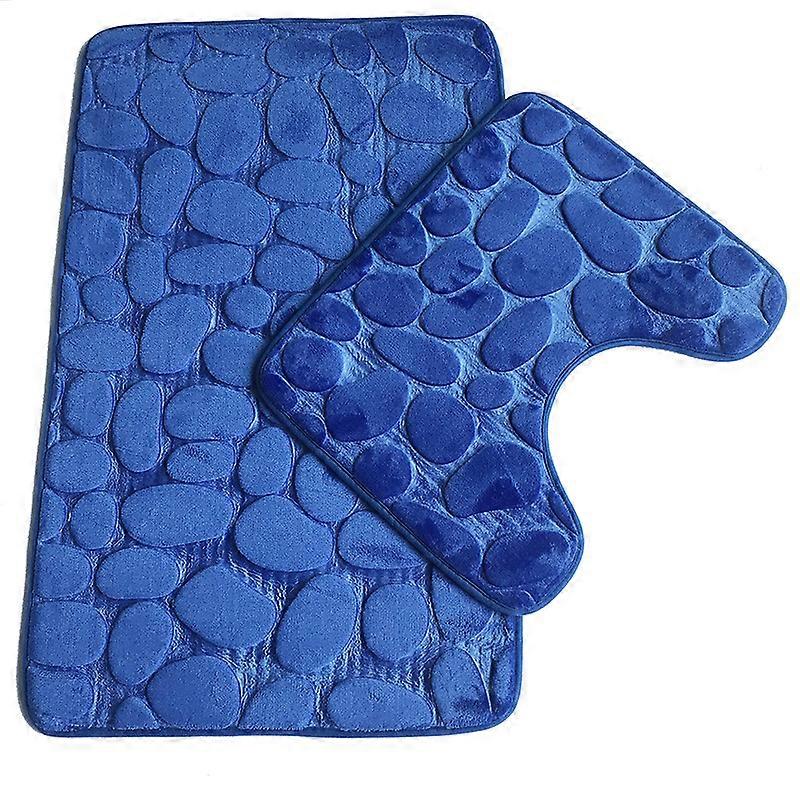 Bath Mat Set, Super Soft Bath Mat, Memory Foam Pebble Shower Mat, Quick Dry Bath Mat, Royal Blue
