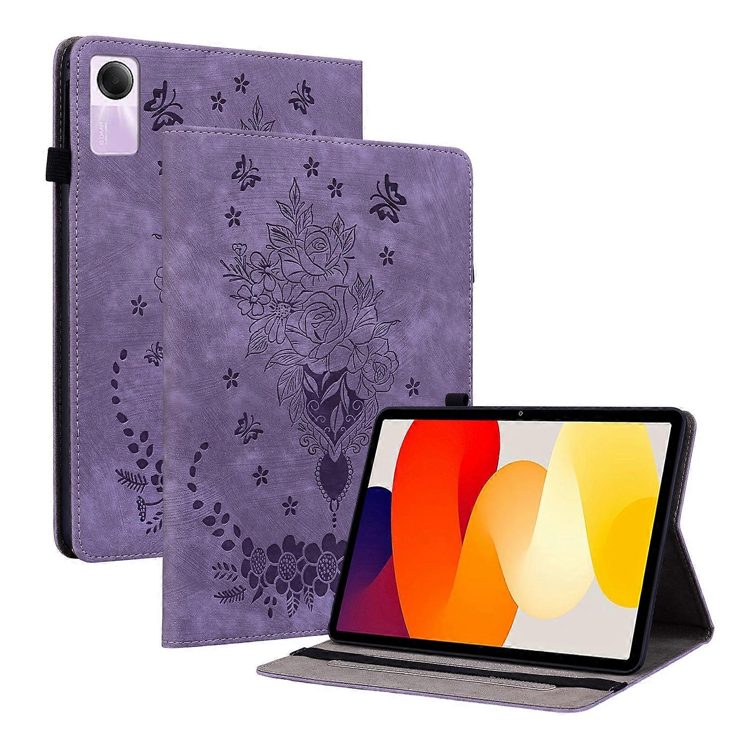 Capa de Couro com Estampa Butterfly Rose para Xiaomi Redmi Pad SE 11 polegadas