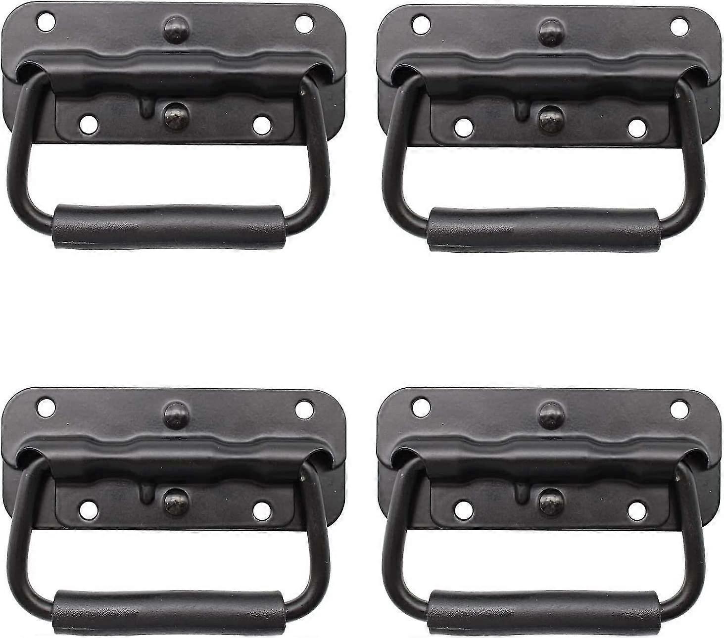 4 Pieces Box Handle, Metal Folding Handle, Black Box Handle, Spring Box Handle, Replacement Handle For Tool Box Or Storage