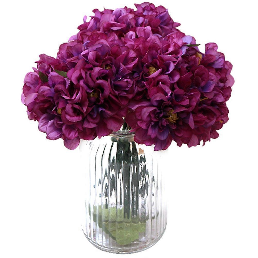 Künstliche Dahlie Pinnate Blume Simulation Blumenstrauß für Heimdekoration (Dunkellila)