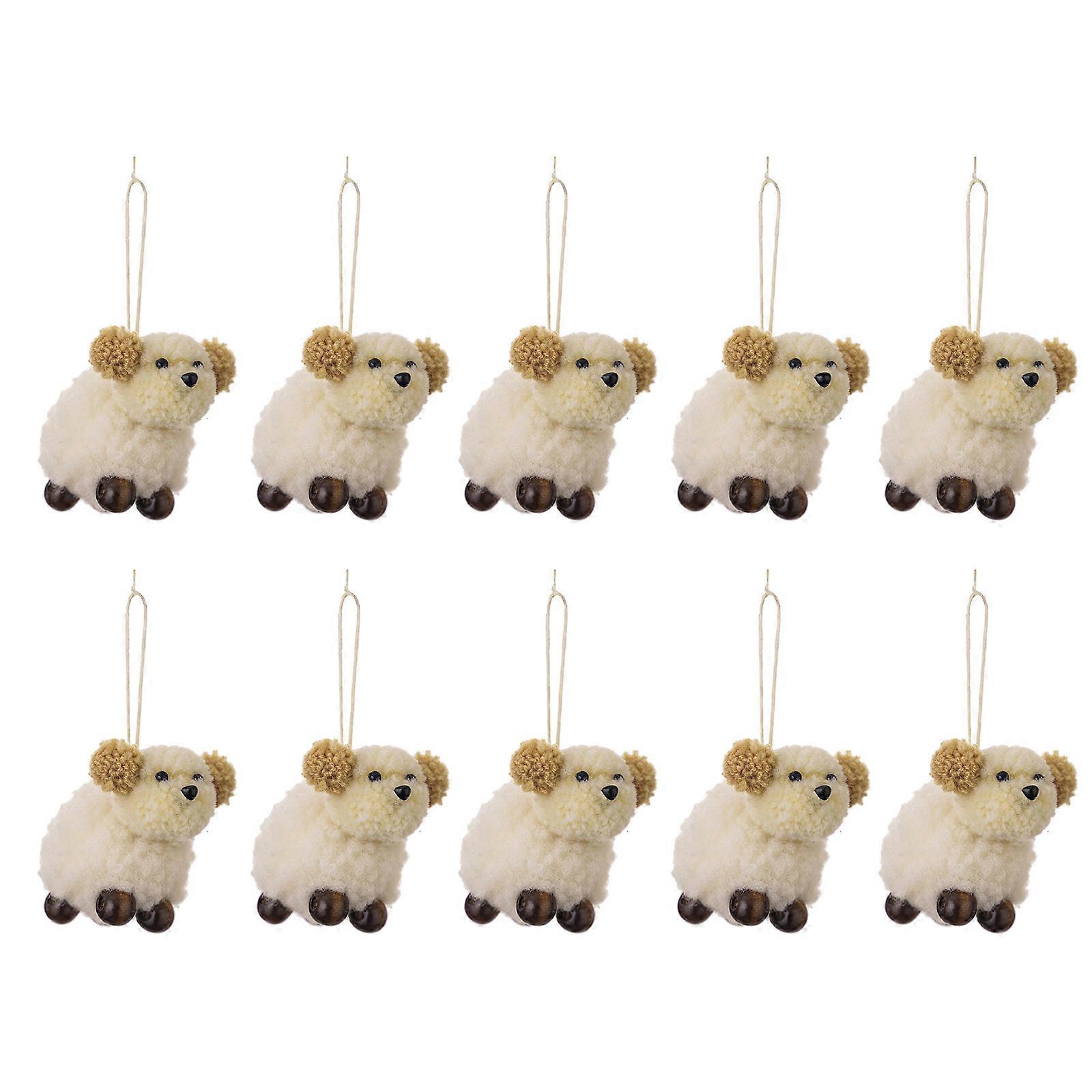 Christmas Sturdy Fleece Ornament Set of 10 Handmade Plush Dwarfs Craft Supplies for Festival Home Display Accessory White