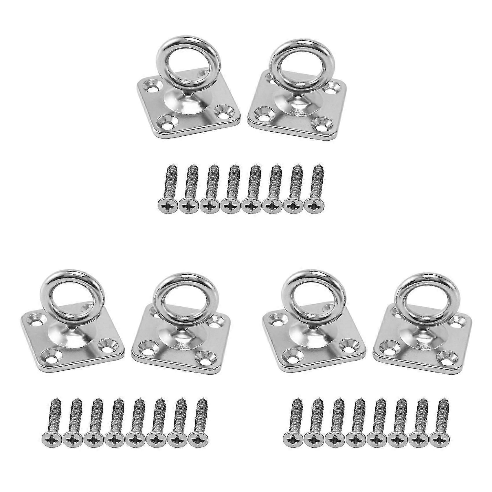 6Pcs Rotatable Ceiling Hook Stainless Steel Eye Pad Plate