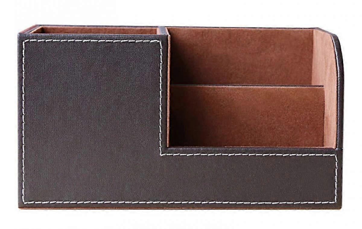 Office Multi-functional Leather Desk Organiser - 3 Compartment  , Cosmetics Organizer Storage