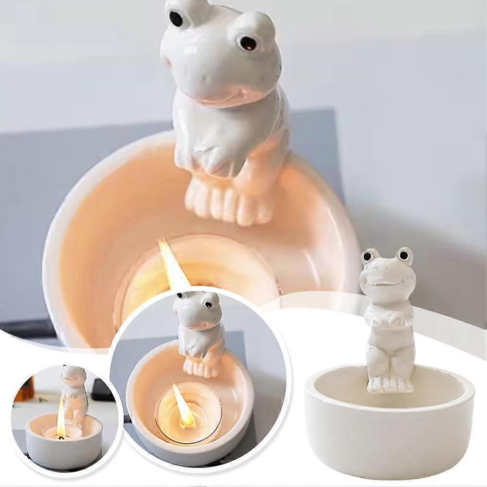 Tealight Candle Holder Frog Ceramic Tabletop Candlestick Decor Warm Atmosphere