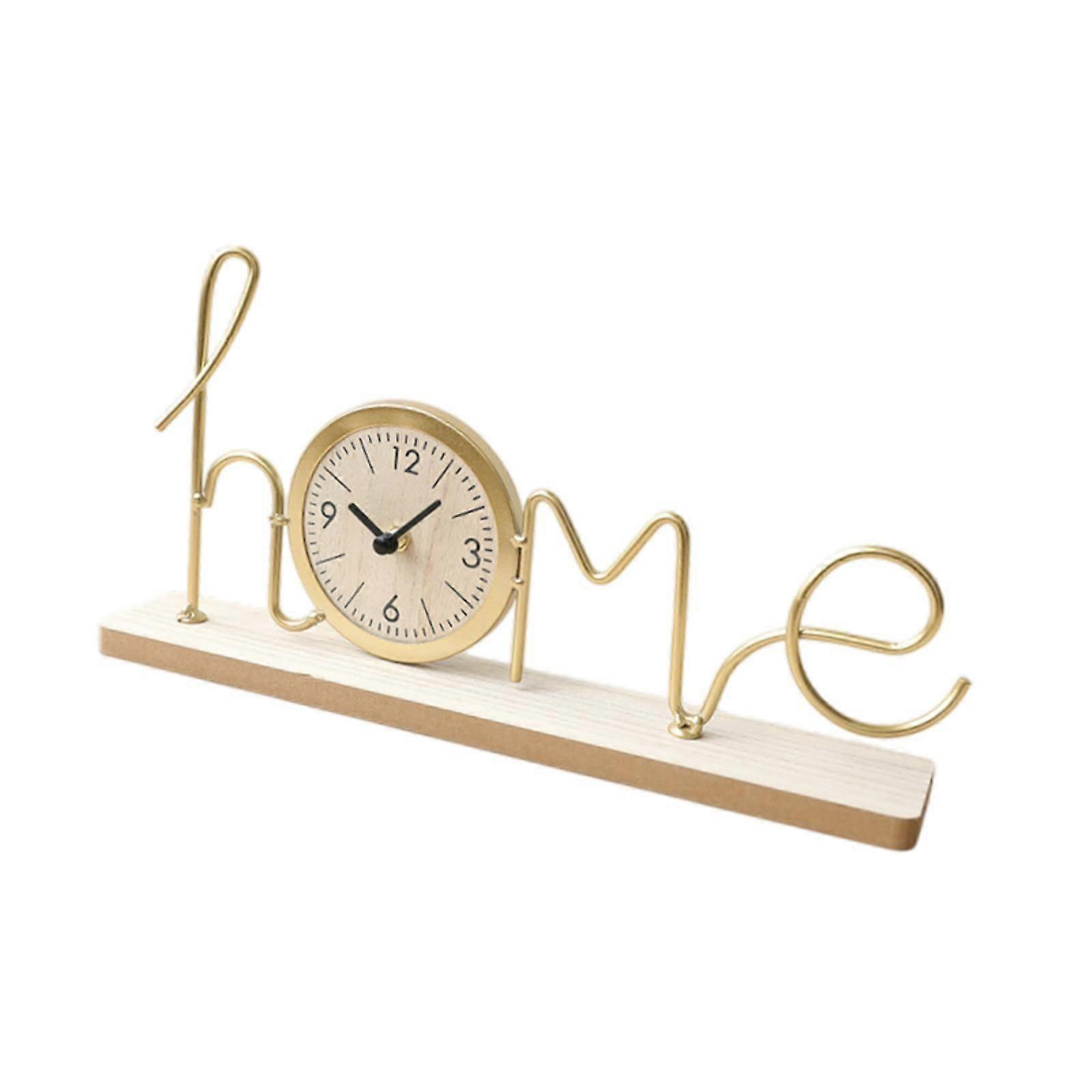 Word Art Statue Table Clock Silent Mantel Clock for Bookshelves Multipurpose HOME