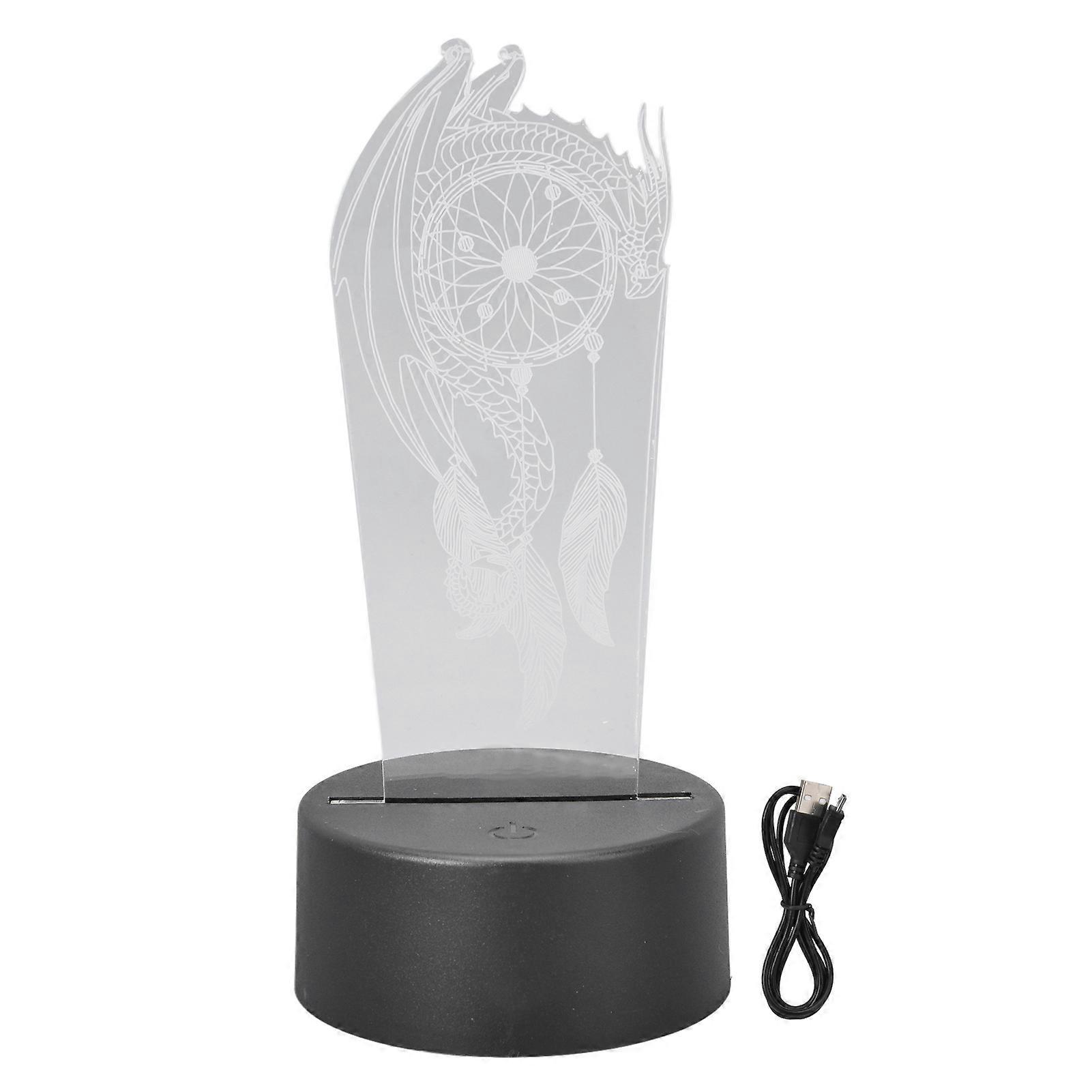 3D Night Light 7 Colors USB Changing 3D Dragon Shape Acrylic LED Lamp with Touch Control Birthday Gift
