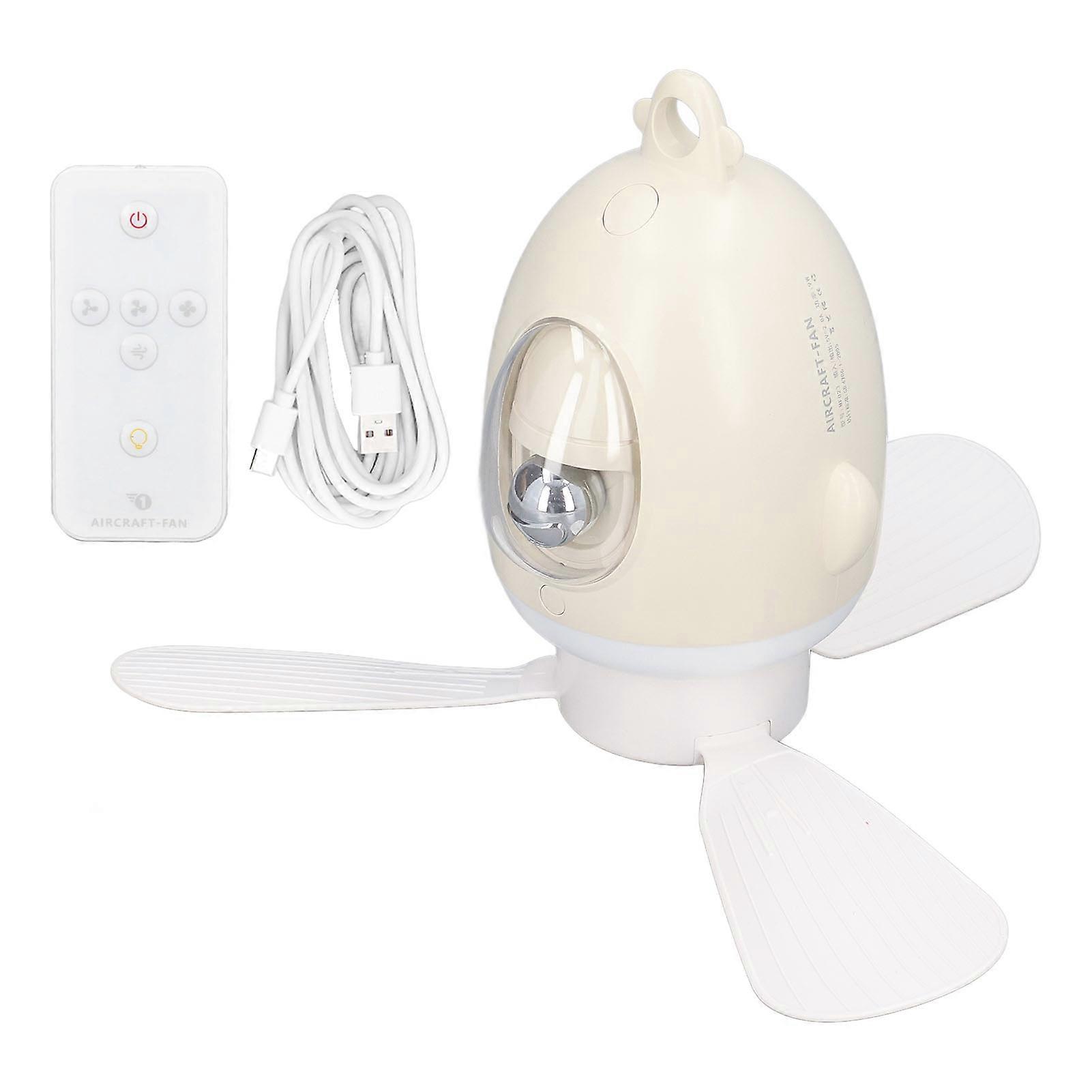 Ceiling Lamp Fan Remote Control USB Charging Low Noise Aircraft Shape Mini Night Light Fan for Bedroom Dormitory