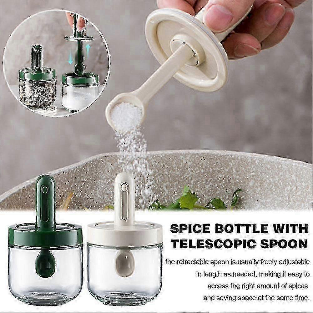 Spice Bottle with Telescopic Spoon Kitchen Bottle Multifunctional Seasoning Box