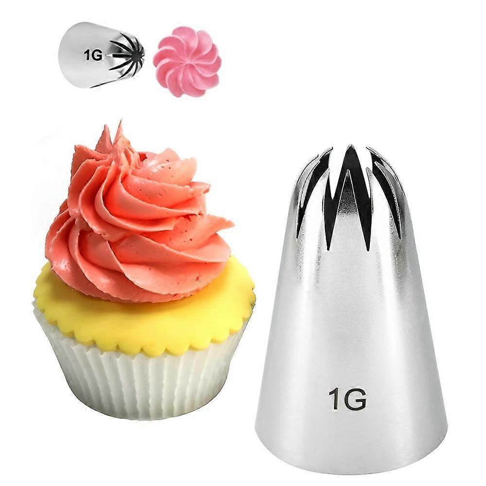 1pc 10-Tooth 304 Stainless Steel Piping Mouth Cookie Biscuit Cream Squeezer for Baking - Large 1G Size for Easy and Smooth Piping