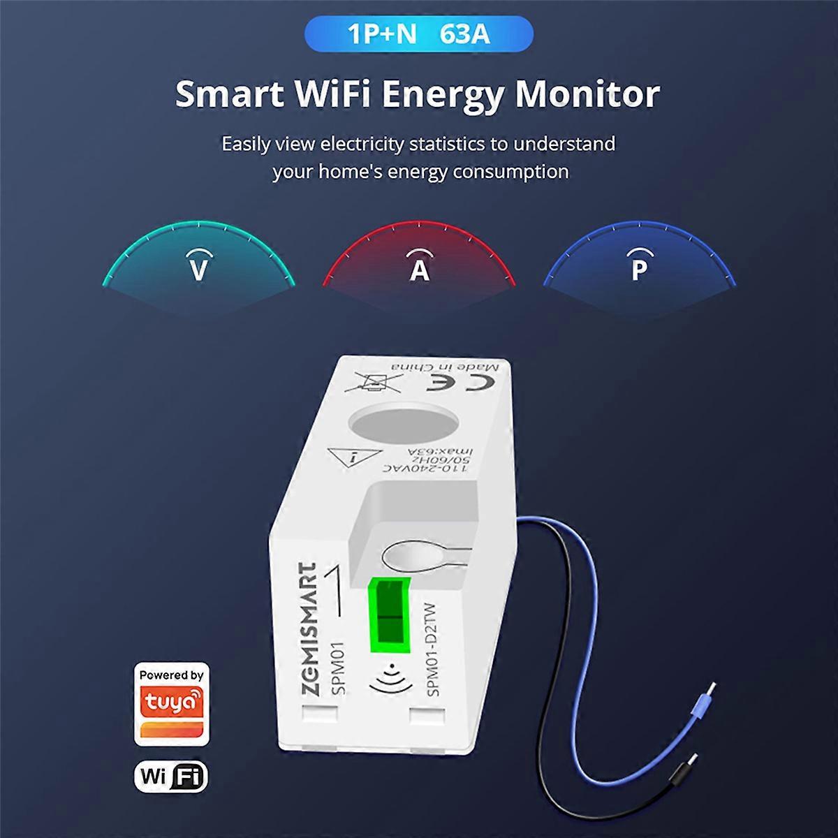 Tuya MiNi Energiezähler Elektrischer Monitorsensor Echtzeitmessung Unterstützung Tuya App Smart Life App Co