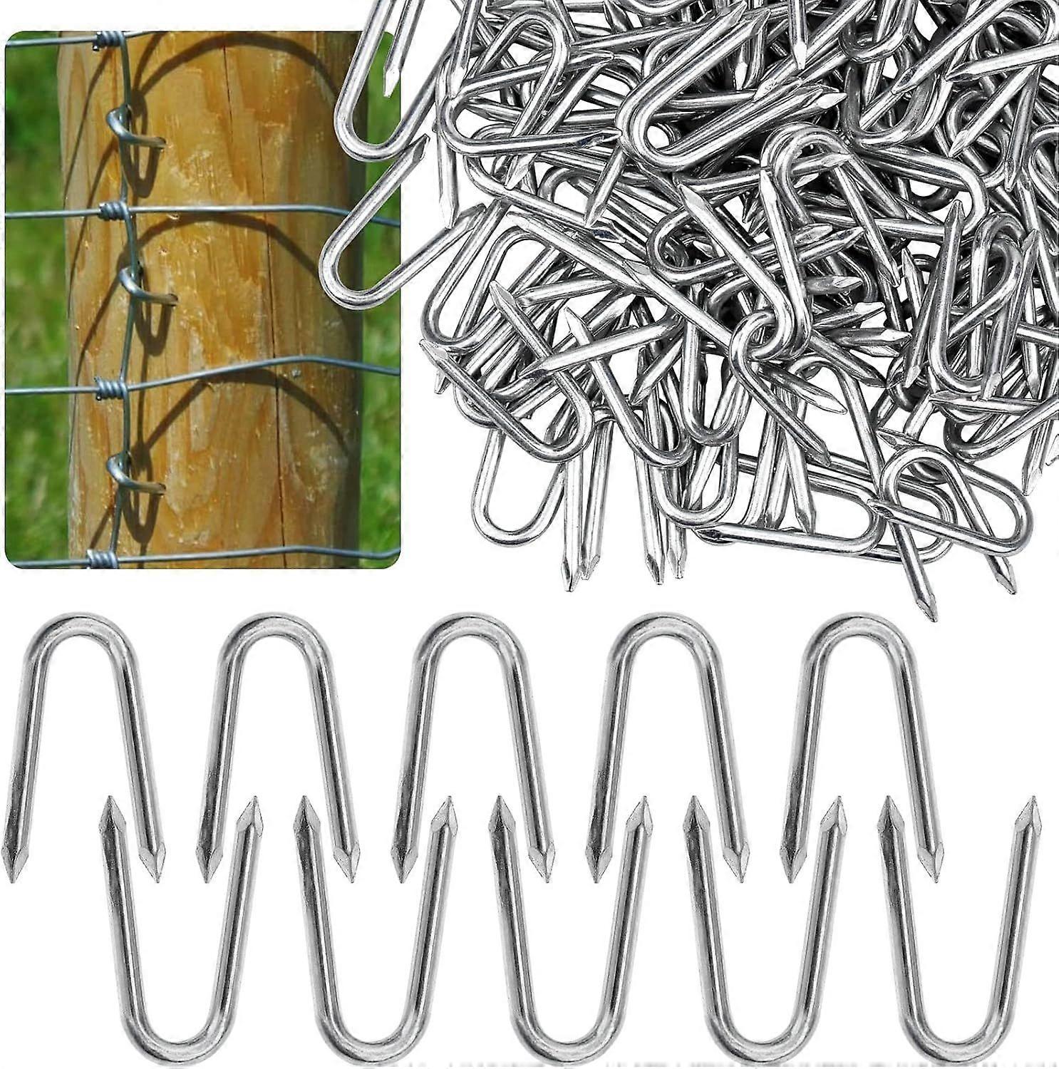 100PCS U Nail for Wire Mesh, 25mm Small U Nail, Fence Staples for Securing Fences