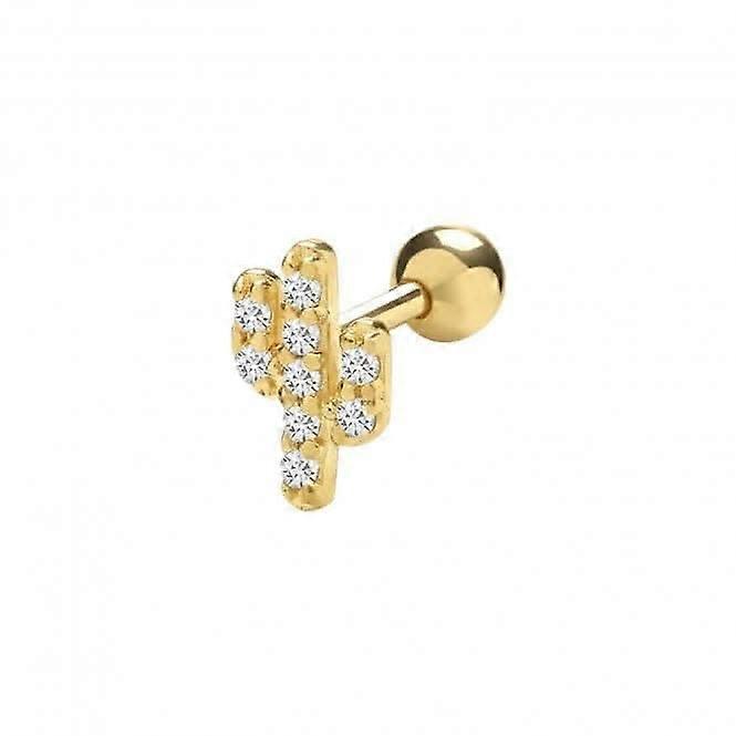 9ct Yellow Gold Zirconia Cactus Cartilage 6mm Post Studs ES1930