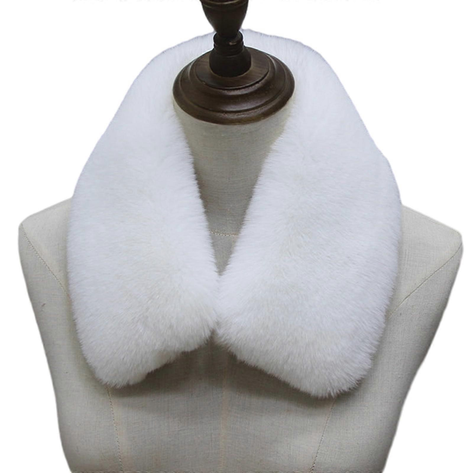 imitation lapin cheveux écharpe femmes fourrure col châle couleur unie hiver détachable flou faux col wrap vintage écharpe blanc