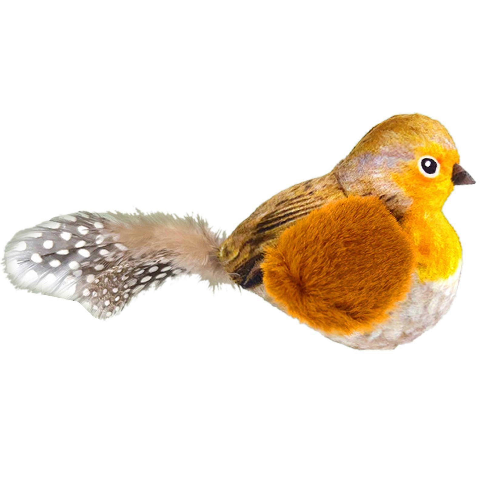Cute Interactive Cat Toy Birds Shape Chasing Toy Plush Bird Shape Indoor Toy with Realistic Bird Sounds Cute Chasing Toy orange