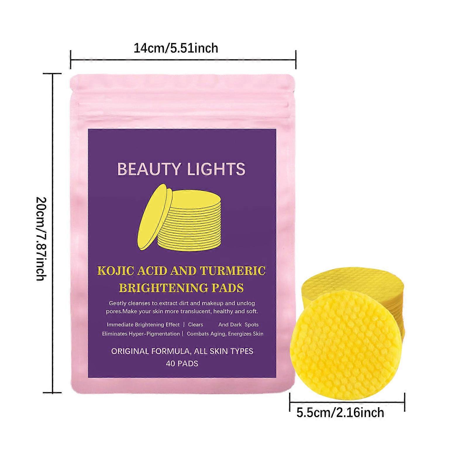 Turmeric Kojic Cleansing Pads Gentle Moisturizing Refreshing Deep Facial Pores Pads 40pcs 40ml
