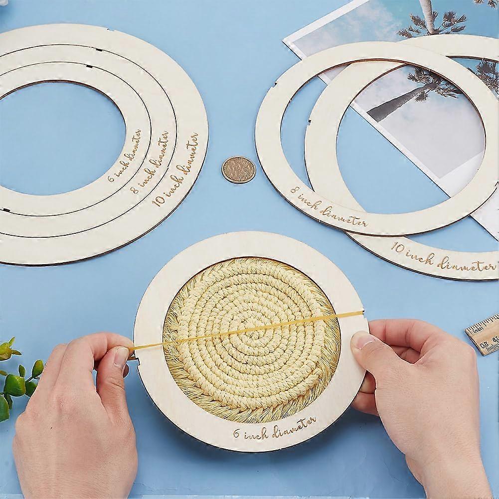 6Pcs Round Macrame Cutting Molds Wooden Macrame Cutting Tool